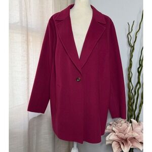 Talbots Double Faced Wool Coat Jacket Single Button Berry Pink Women's Size 18W